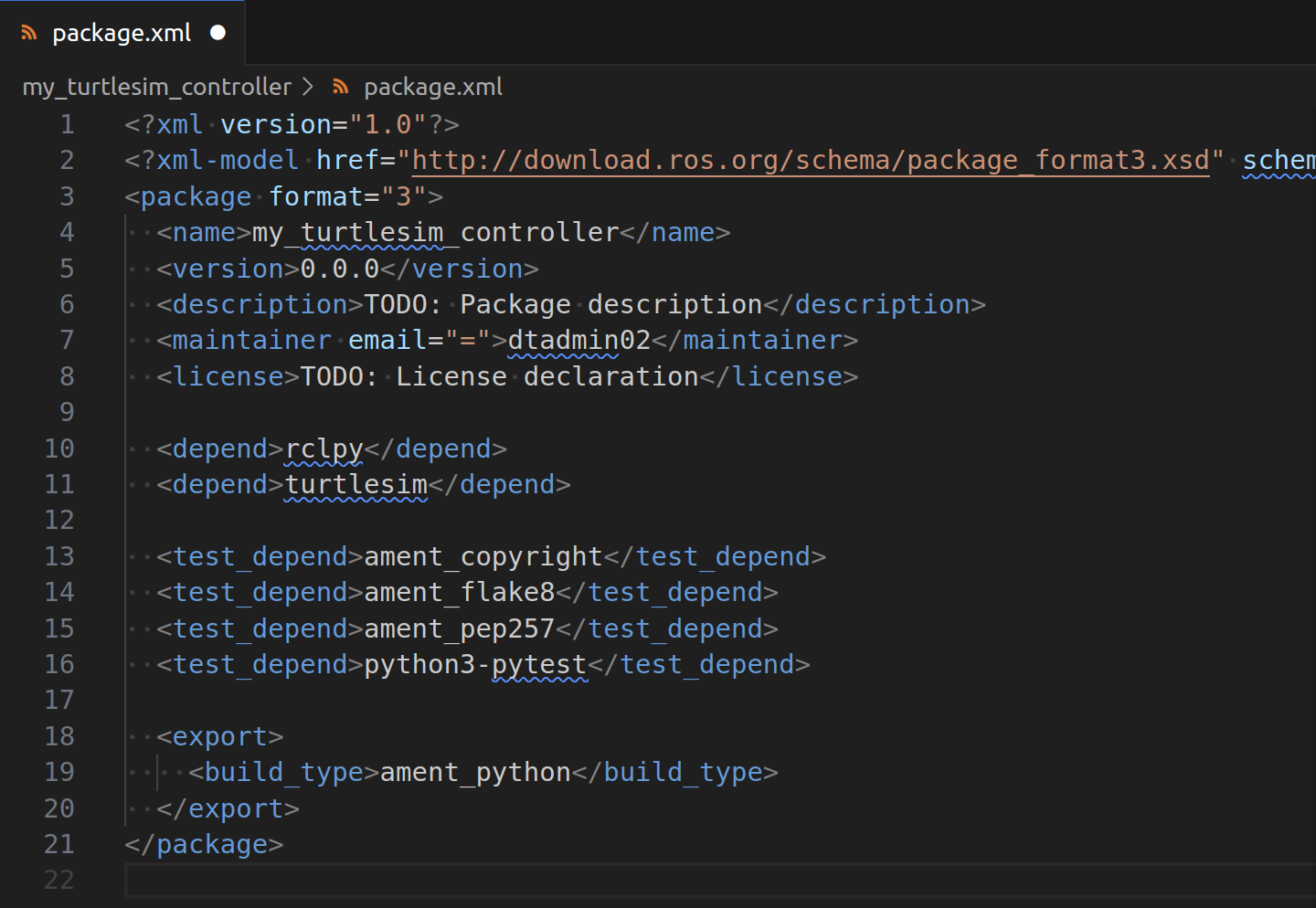 package.xml dependency